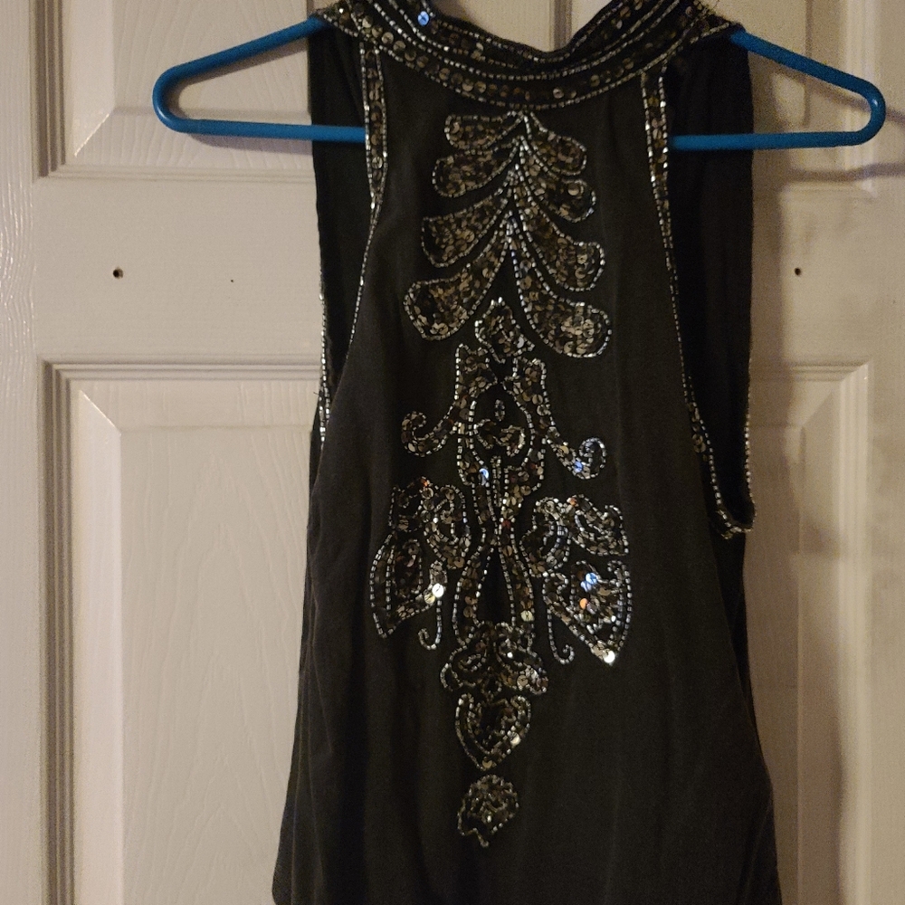 High neck beaded top